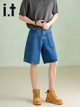 深い青色のワイドパンツデニム【メンズ・カジュアル・シンプルデザイン・夏用】