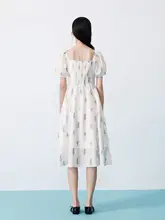 アート調デザインの夏用ワンピース【女性用・フロントスリット・ノースリーブ】