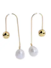 天然バロックパールのスタイリッシュなイヤリング【シンプルでモダンなデザイン・ユニセックス】