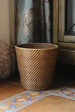 天然素材のラウンドゴミバケツ【フタなし・ホテル品質・バスケット】