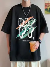 夏用 メンズ 半袖Tシャツ【綿素材・ゆったりフィット・カジュアル黒白グラフィック】