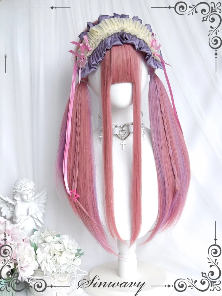 ロングヘア ストレート 前髪あり シンプルで美しいピンクパープルウィッグの実用性とスタイル提案