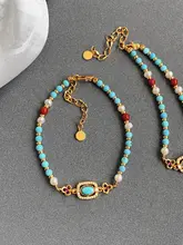 天然ブルーターコイズビーズパールブレスレット【軽やかなデザイン・女性用】