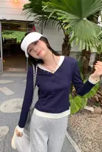 おしゃれなカラーコンビネーションの長袖Tシャツ【感・春用・ベーシック】（セットアップ対応）