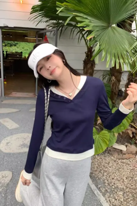 おしゃれなカラーコンビネーションの長袖Tシャツ【感・春用・ベーシック】（セットアップ対応）