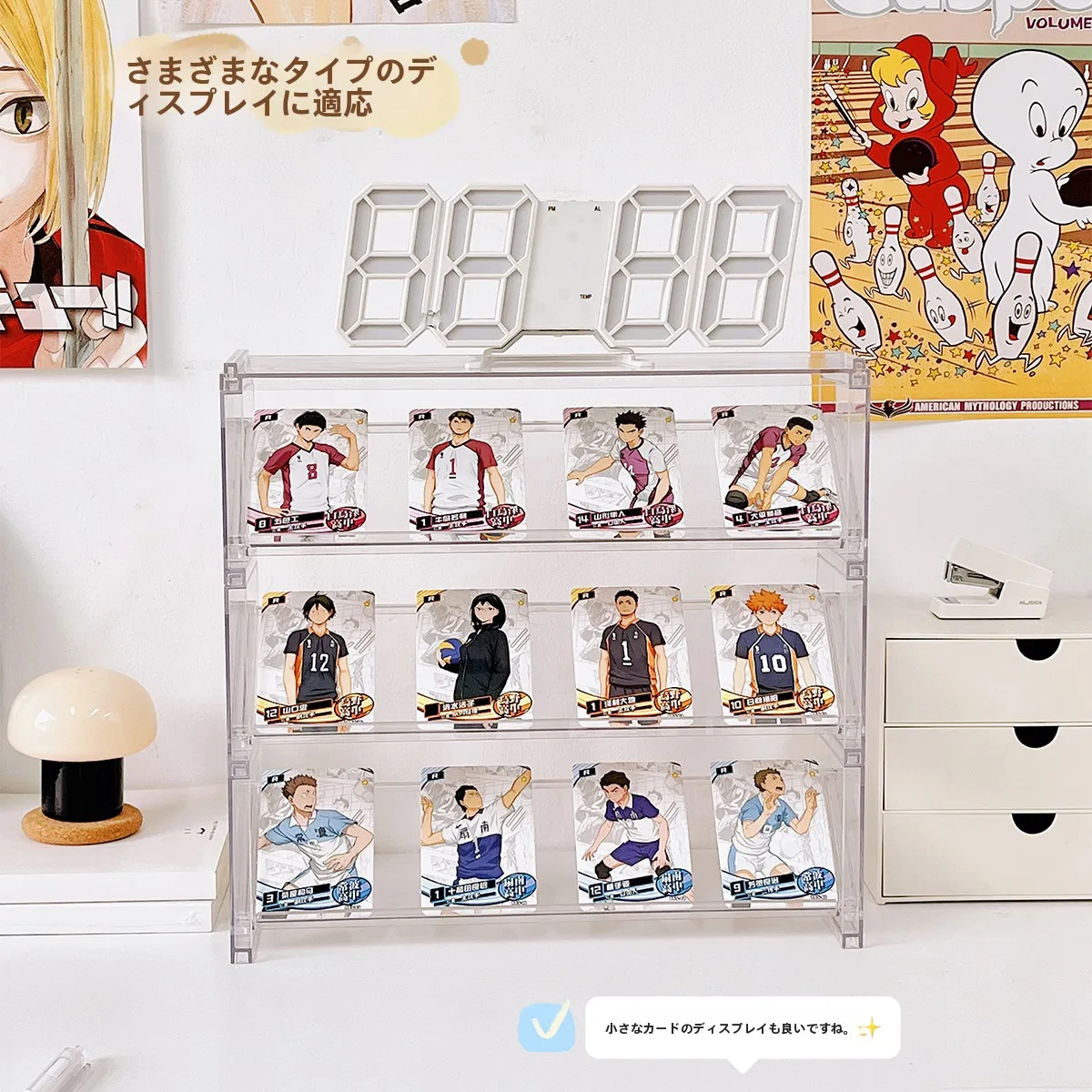 アクリル製透明展示棚：階段型で推しグッズを防塵・見せながら収納