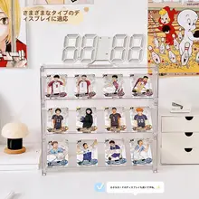 アクリル製透明展示棚【階段型・防塵・デスクトップ用・アニメグッズ・バッジ収納ボックス】