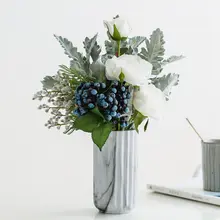 モダンストライプデザインの陶器製花瓶【インテリア飾り用・テーブル用・ドライフラワー対応】
