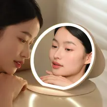 LED照明付き大判折りたたみミラー【ポータブル・デスクトップ用】