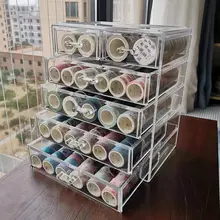 引き出し式アクリル大収納ボックス【化粧品・ネイル用アクセサリー・手帳用テープ対応・透明】