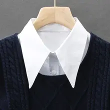 女性用デコラティブなシャツカラー【大きな尖ったカラー・丸首・角襟・立ち襟・白色】