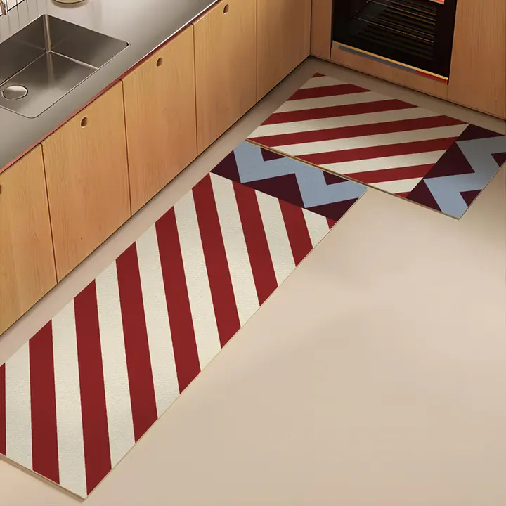 レトロな雰囲気のキッチンマット【防滑・防水・防油・お手入れ簡単】