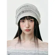 ゆったりとした夏用ニット帽【透湿・レディース・オープンワークデザイン】