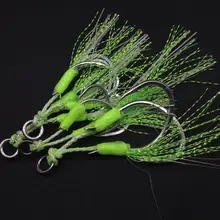 夜光ワイヤー芯防噛鉄板双フック無縫リングシルバー海釣り用マカジキ・サメ用大物フック