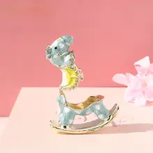 小さなロッキングホースのエナメルジュエリーボックス【ヴィンテージ風・かわいいデザイン・持ち運び便利】