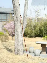 手作り漆塗りの筍竹製登山杖【防身用・文人杖・竹根仕様】