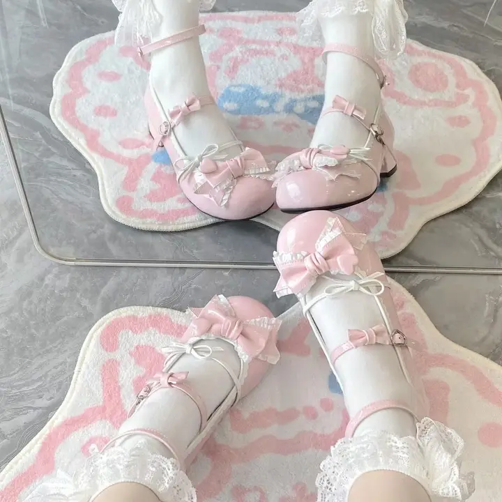 かわいい甘美なロリータシューズ【プリンセススタイル・ローヒール】（セットアップ対応）