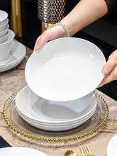 純白骨瓷の高脚碗と皿のセット【釉下彩・家用陶器】（セットアップ対応）