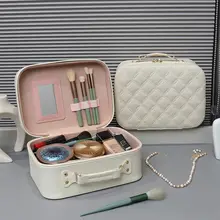 大容量化粧品収納ボックス【シンプルでかわいい・旅行用・持ち運び便利】