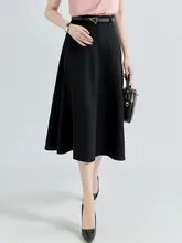 黒のスカート 女性 秋冬 ハイウエスト Aラインスカート ビジネス スーツスカート 中丈 パラソルスカート 質感