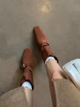 手作りの女性用西部風ブーツ【ベルトバックル・太ヒール・スクエアトゥ・2way】