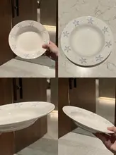 シンプルな海洋デザインの陶器プレート【朝食用・パン・スープ・西洋料理用】