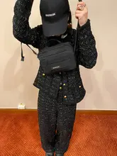 黒のラメストライプデザインのツイード風セットアップ（セットアップ対応）