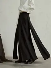 SUNYVONNE マルチウェアハイウエストワイドパンツ【多段デザイン・フィット・黒】