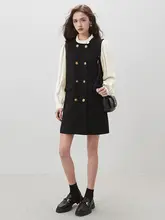 ブラックロングスリーブドレス【木耳レース・シンプルデザイン・小柄向け】