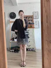アメリカンビンテージ風 シフォンスカート【レオパード柄・Aライン・フィット】