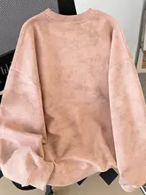 美式リラクシングデザインの無地ラウンドネックスウェットシャツ【春秋用・アートプリント・ゆったりフィット】