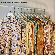 ユニセックス長袖花柄シャツ【港風・フィット・カジュアルデザイン】（セットアップ対応）