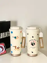 かわいいパンダデザインのステンレス製保温カップ【持ち運び便利・ストロー付き】
