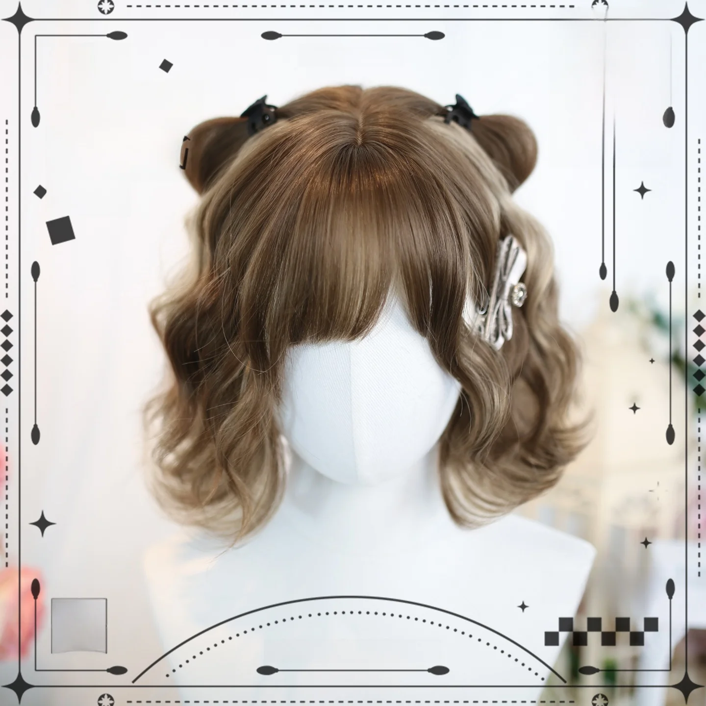 ロリータスタイルのソフトエアバングウィッグ：トップふんわりショートヘアに最適な軽量短卷发スタイル