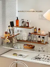 デスクトップコーナー収納ラック【レトロスタイル・化粧品・香水ディスプレイ用・アイシャドウ・口紅収納】