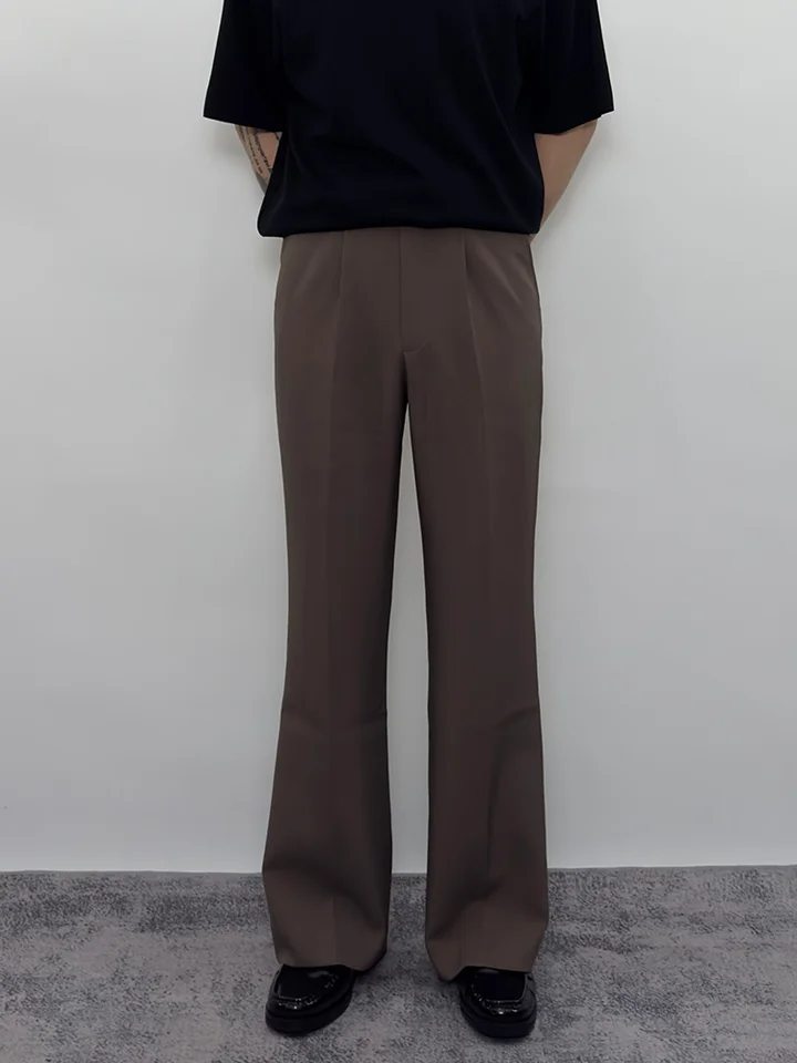 春夏向け薄手クール感のある抗皺ストレートカジュアルパンツ【男性用・単プリーツ・ゆったりフィット】