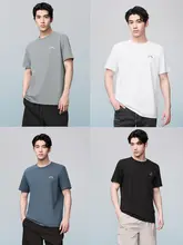 クール感ある刺繍入り 半袖Tシャツ【円形ネック・メンズ・春夏用】