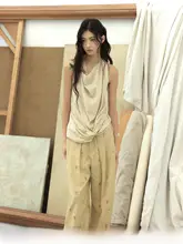 立体裁断の肩出しノースリーブトップス【結びデザイン・大胆なネックライン】（セットアップ対応）