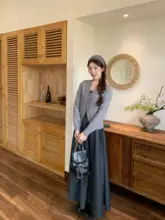 秋季レトロロングプリーツスカート【ハイウエスト・フレアデザイン・小柄向け・足首丈】（セットアップ対応）