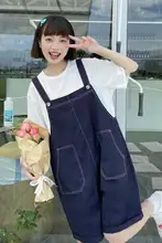 大きいサイズ レディース 夏用 カジュアルTシャツ＆ストレートサロペットパンツ【韓国風・体型カバー・セットアップ対応】