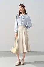 伯德 Miss コットン長袖シャツ【ブルー・女性用・就職試験用・通勤スタイル】