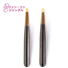 金属波纹デザインの無縫製眉毛ピンセット【ステンレス製・滑り止め・斜口型】
