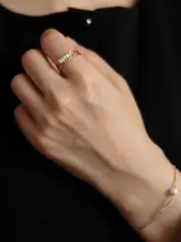 VIA スタッキングフレンチスタイルピンク淡水パールリングセット【チタン鋼・シンプル・レディース】