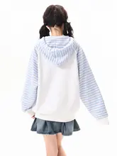 ストライプ柄デザインのカーディガン【ゆったりとしたシルエット・春秋用・女性用】