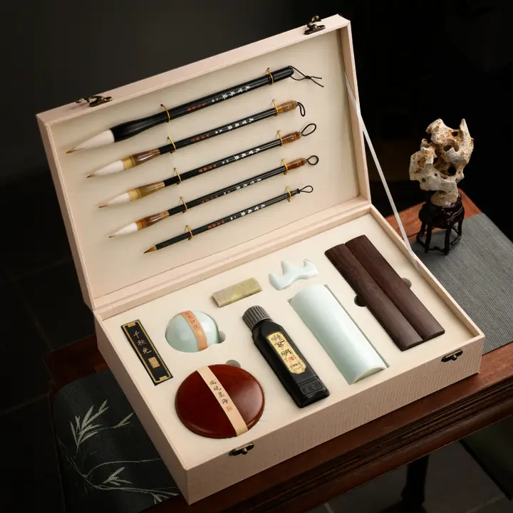 高級文房具セット【筆・墨・和紙・硯石付き】