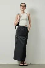 ワークスカート 女 通勤 夏用薄手 ストレート ヴィンテージ シルエットカバー スタイリッシュ