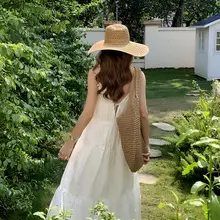 穴あけ不要の大きなブリムの通気性草帽【ヴィンテージスタイル・ビーチリゾート・西部カウボーイ用】