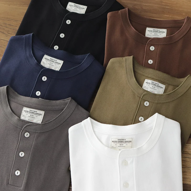 コットンヘンリーネックロングスリーブTシャツ：秋のビッグサイズアメリカンビンテージスタイルとは