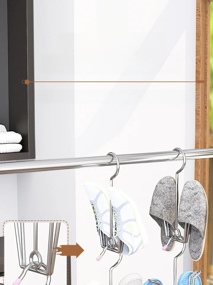 ステンレス製 シューズラック【屋外用・靴干しフック・防風設計】