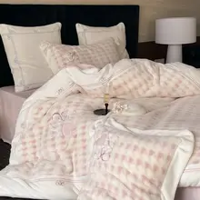 極上の柔らかさのダブルフェイスフリース四点セット【千鳥格子・抗静電気】（セットアップ対応）